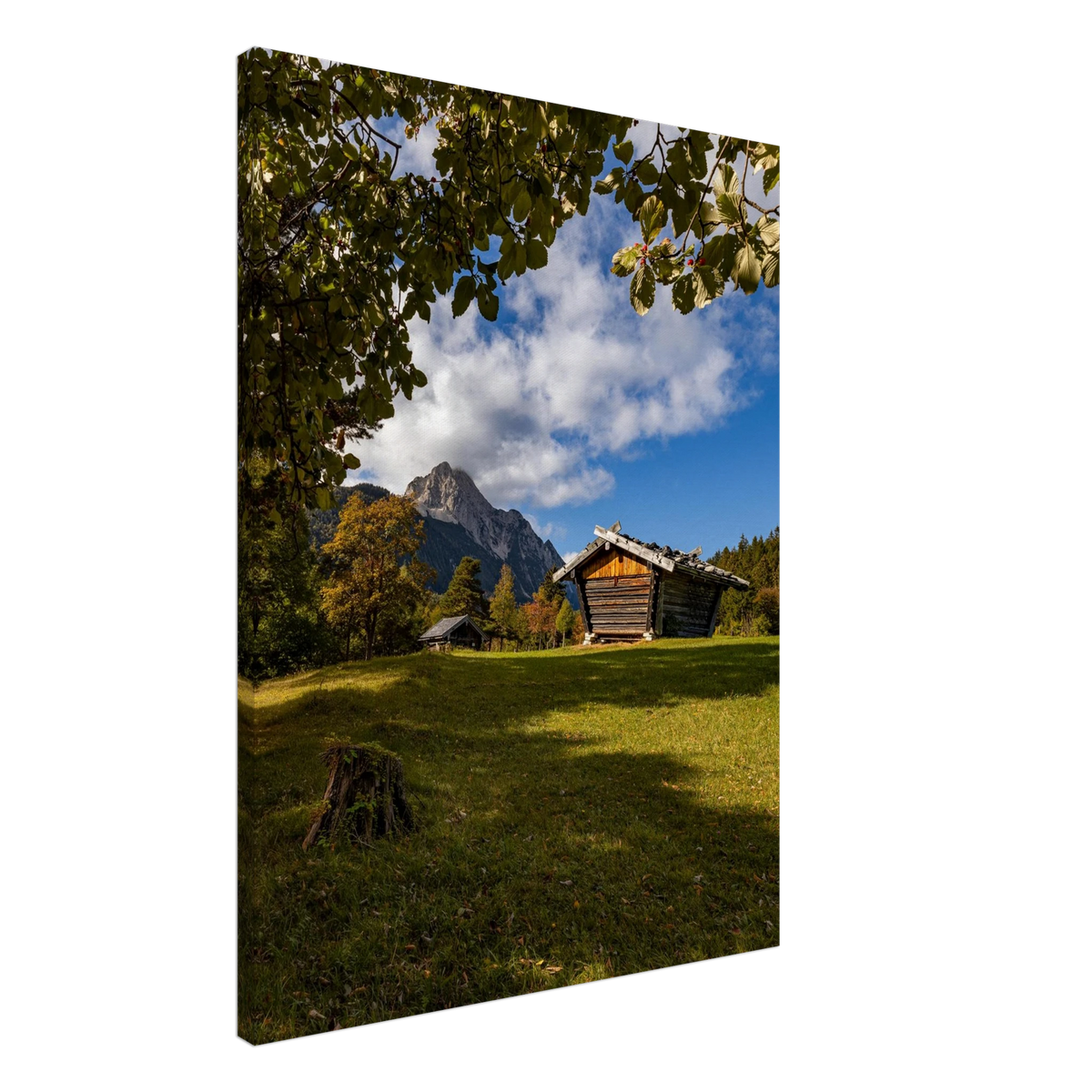 idyllisches Leinwandbild, Herbstliche Natur in den Alpen, Mittenwald