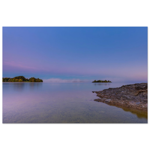 Zarte Abendstimmung nach Sonnenuntergang am Staffelsee in Oberbayern, nach Sonnenuntergang mit feinen Nebelschleiern, Aluminium Print von Christina Bauer Photos