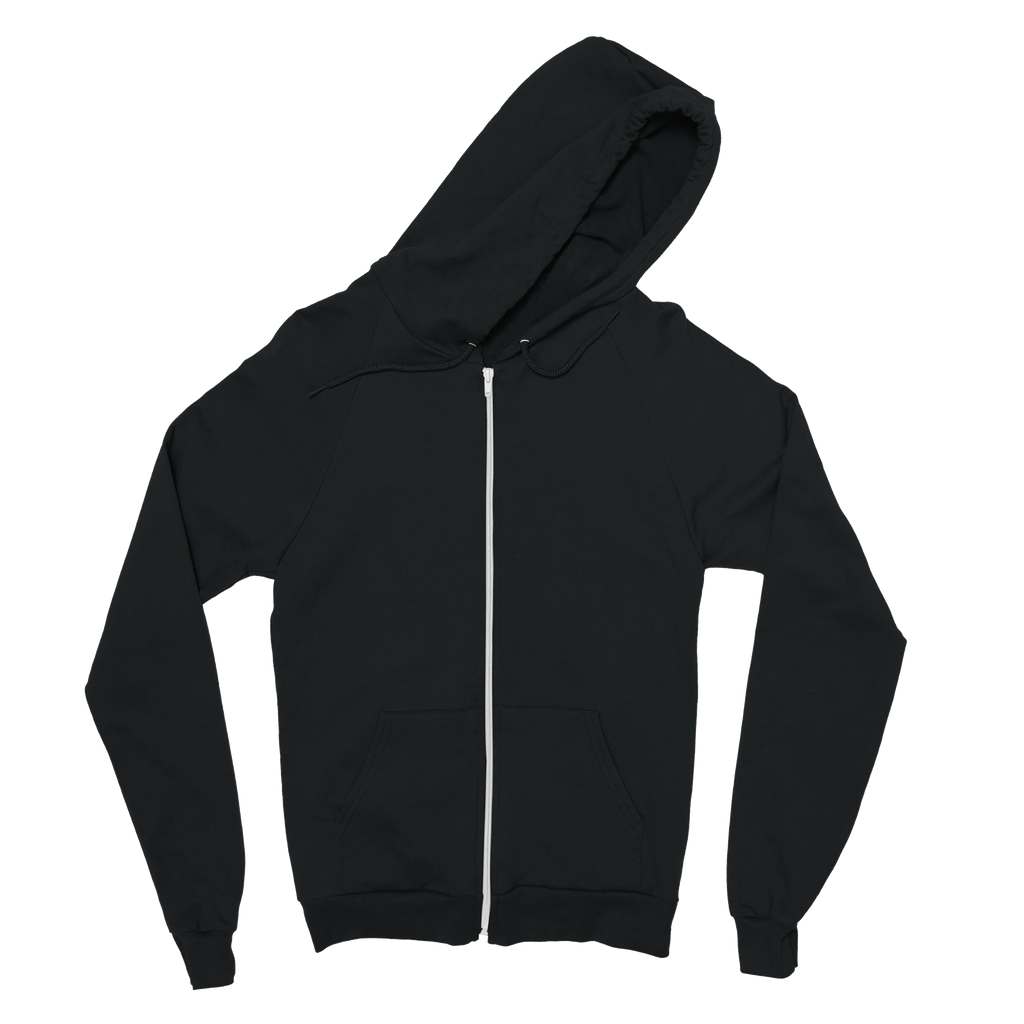 Schwarze Unisex Bio-Sweatjacke mit Kapuze und Reißverschluss. Auf der Rückseite befindet sich ein großer Vintage-Print „Werdenfelser Land“ mit einer Berghütte vor der Alpenkulisse von Garmisch-Partenkirchen sowie dem Schriftzug „Wo die Berge Heimat sind“. Nachhaltige Kapuzenjacke für Natur-, Wander- und Bergliebhaber.