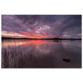 Poster vom Stffelsee kurz vor dem Gewitter. Dramatischer Wolkenhimmel und leuchtendes Orange am Horizont