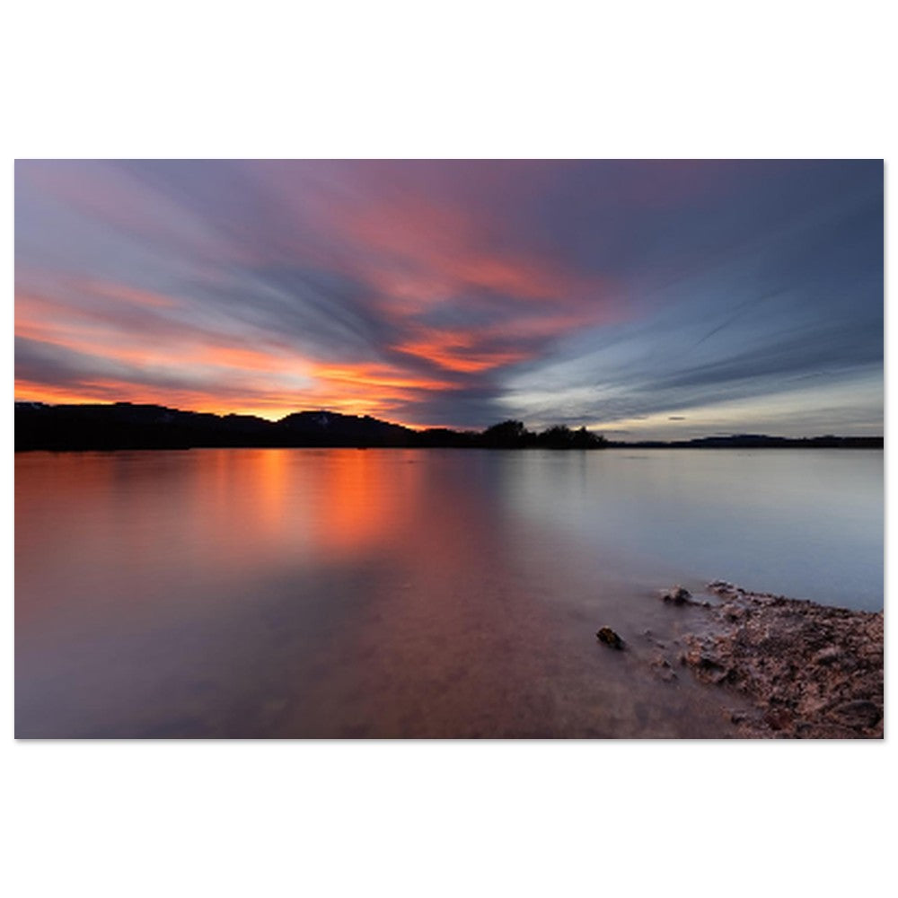 Staffelsee mit Sonnenuntergang,Langzeitbelicht am Wasser mit magischem Farbenspiel am Himmel